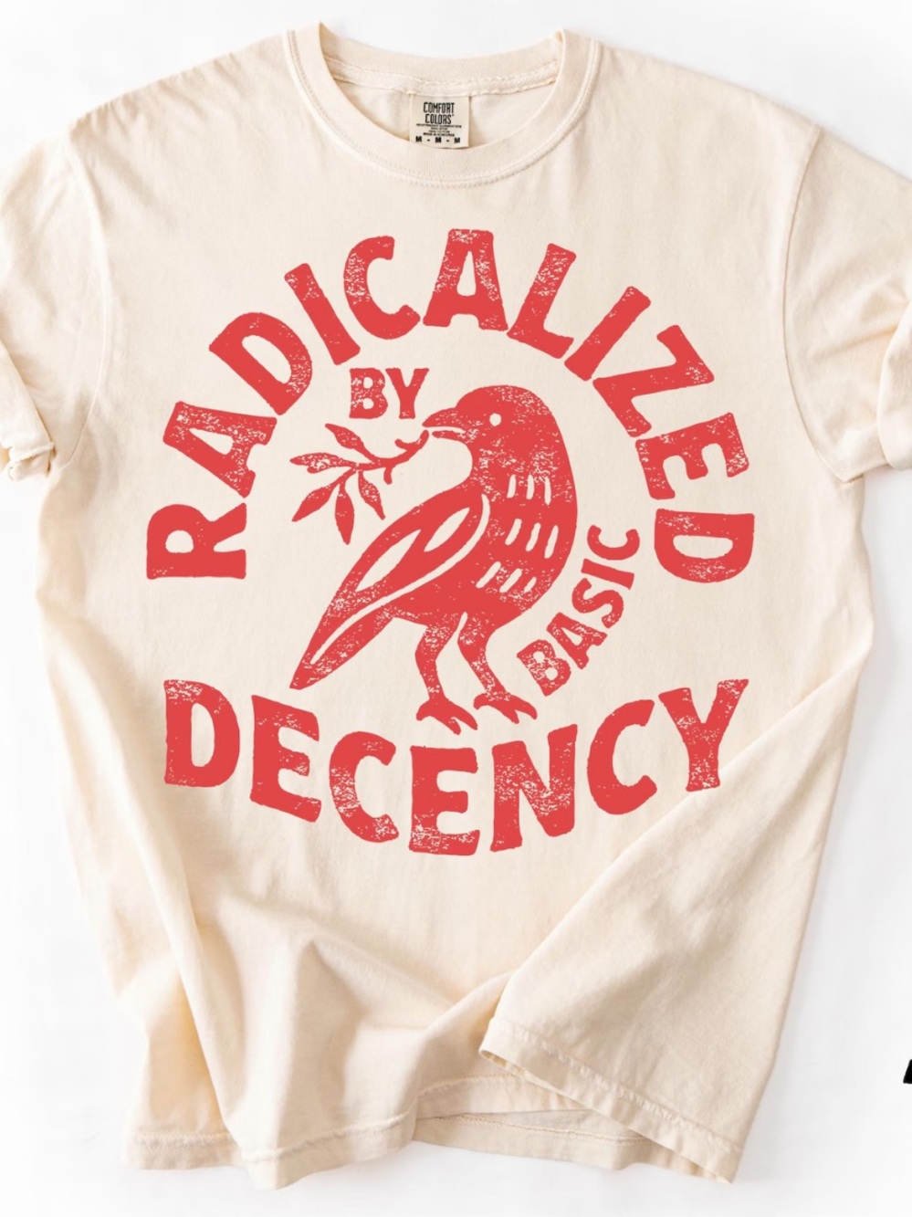Comfort Colors Ivory Short Sleeve Tee with Red Graphic